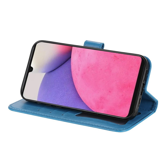 Cu clapetă pentru Samsung Galaxy A33 5G, Mandala Flower, albastru