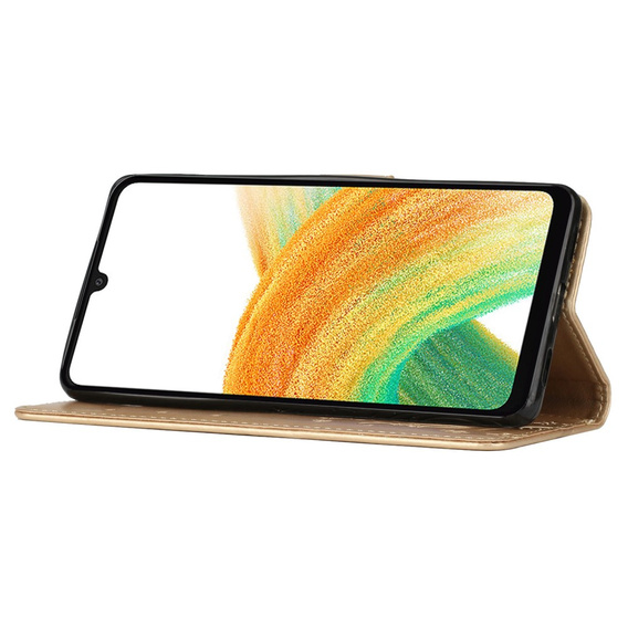 Cu clapetă pentru Samsung Galaxy A25 5G, Butterfly, de aur + sticlă 9H 