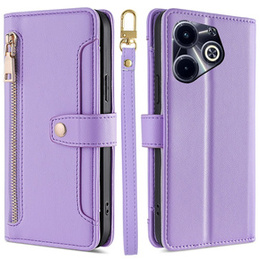 Cu clapetă pentru Infinix Hot 40i, Wallet Zipper Pocket, violet