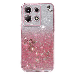 Husă pentru Infinix Note 30 Pro 4G, Glitter Flower,  roz rose gold