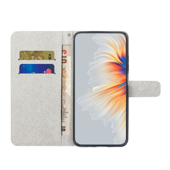 Cu clapetă pentru Motorola Moto G53 5G / G23 / G13, Wallet, Cat & Tree, alb