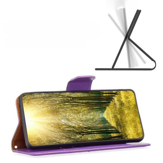 Cu clapetă pentru Samsung Galaxy A34 5G, Wallet Litchi Magnet, violet