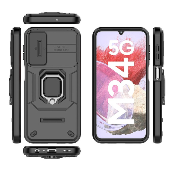 Husă pentru Samsung Galaxy M34, KickStand Camera Lens, negru