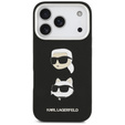Karl Lagerfeld Grained Karl & Choupette Heads Pins & Logo Case pentru iPhone 17 Pro