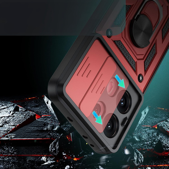 Husă blindată pentru Oppo Reno 13 Pro, CamShield Slide, roșu
