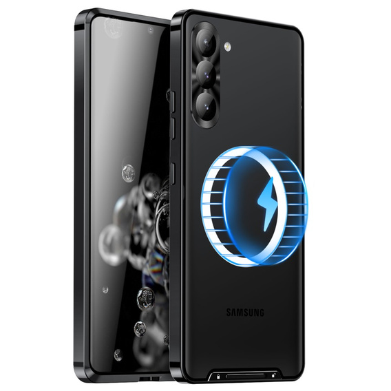 Carcasă de protecție pentru camera foto pentru Samsung Galaxy S23, CamShield MagSafe, transparent / negru