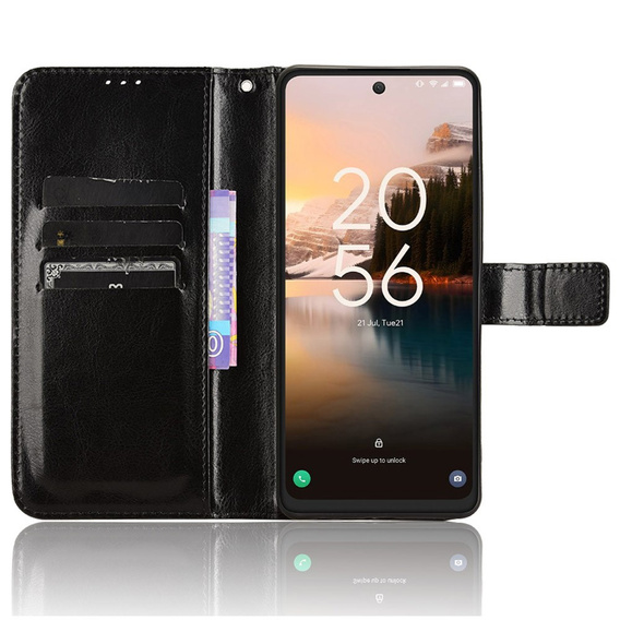Cu clapetă pentru TCL 40 NxtPaper, Crazy Horse Wallet, negru