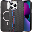 Carcasa pentru iPhone 13, Carbon Fiber MagSafe, negru