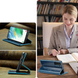 Carcasă flip CASEME pentru Samsung Galaxy S21 FE, Waxy Textured, albastru