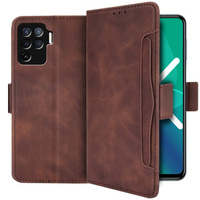 Cu clapetă pentru Oppo Reno5 Lite, Card Slot, maro