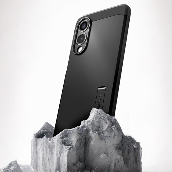 Carcasa Spigen pentru Samsung Galaxy S25 Edge, Tough Armor Mag MagSafe, negru + 9H Tempered Glass