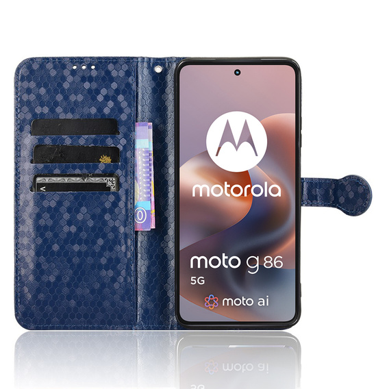 Husa cu clapetă pentru Motorola Moto G86 Power 5G, Wallet Rhombus, albastru