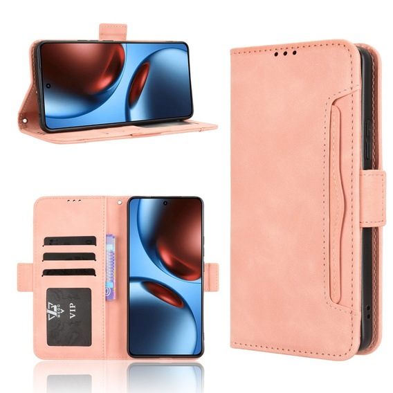 Cu clapetă pentru Realme GT 7 / 7T, Card Slot, roz
