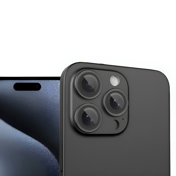 2x ERBORD OPTIK Pro sticlă călită pentru iPhone 16 Pro / 16 Pro Max camera foto, negru