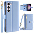 Cu clapetă pentru Samsung Galaxy S23, Wallet Zipper Pocket, albastru