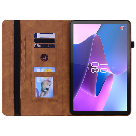 Huse pentru Lenovo Tab P11 Pro Gen 2, Wallet Pen Slot, maro