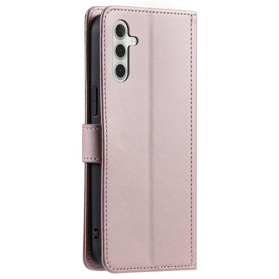 Husă cu clapetă pentru Samsung Galaxy S25 FE, Rhombus Crossbody Leather, roz rose gold