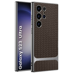 Huse pentru Samsung Galaxy S23 Ultra, GKK Woven Leather, cafea