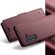 Husa cu clapetă CASEME pentru Samsung Galaxy Z Fold6 5G, Litchi Wallet, roșu