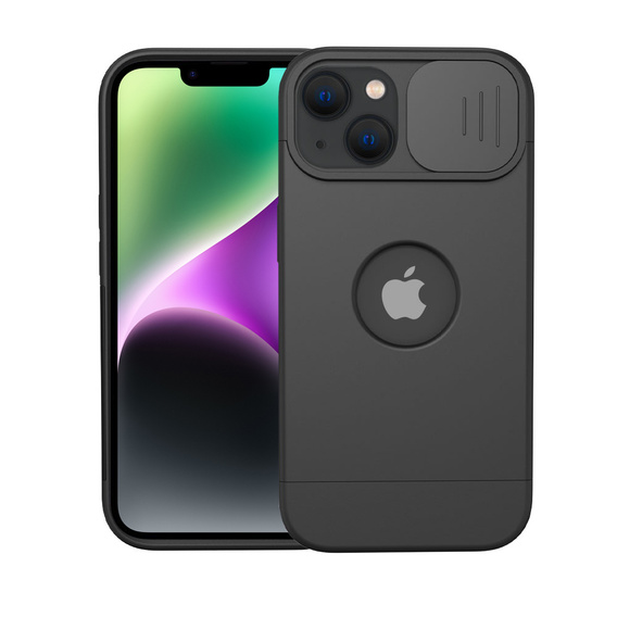 Husă ERBORD MagSafe Cam Slider, negru + sticlă pentru ecran pentru iPhone 13 / iPhone 14
