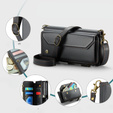 Husă CASEME pentru iPhone16e, RFID Leather Wallet, cu curea de umăr, negru