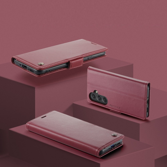 Husa cu clapetă CASEME pentru Samsung Galaxy A54 5G, Litchi Wallet, roșu