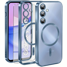 Husă pentru Samsung Galaxy A15 4G/5G, Electro MagSafe, albastru + Sticlă pentru ecran