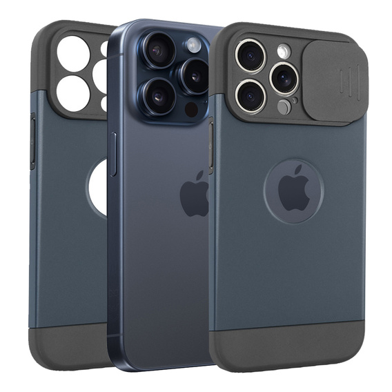 Huse pentru iPhone 15 Pro Max, ERBORD MagProtect Slide Camera, albastru titan
