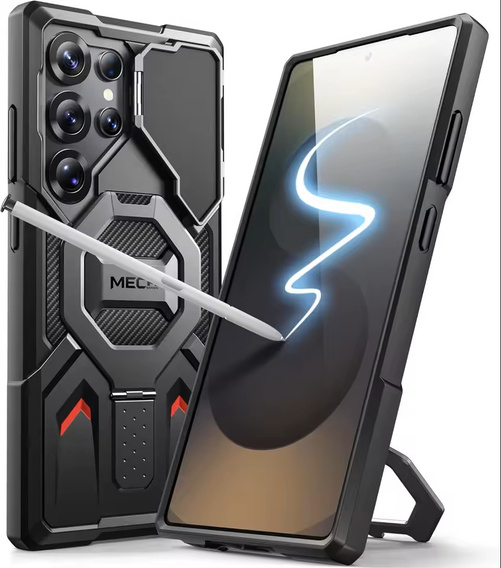 Husă pentru Samsung Galaxy S25 Ultra, seria Tongate MECH MagSafe, negru + sticlă temperată 9H