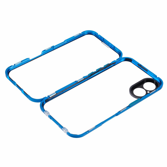 Husa pentru iPhone 16, Magnetic Dual Glass, albastru