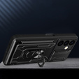 Husă blindată pentru Samsung Galaxy S24, Camera Slide Card Slot, negru