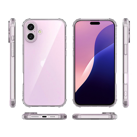 Carcasă pentru iPhone 16 Plus, Erbord Dropproof, transparentă + Sticlă