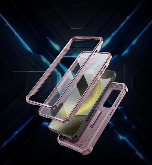 Husă blindată pentru Samsung Galaxy S24, Dexnor Full Body (Two Frames), roz