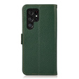 KHAZNEH RFID caz pentru Samsung Galaxy S23 Ultra, Litchi Texture, verde