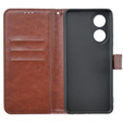 Cu clapetă pentru Oppo A58 4G, Crazy Horse Wallet, maro