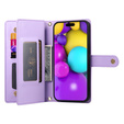 Cu clapetă pentru iPhone 16 Plus, Wallet Zipper Pocket, violet