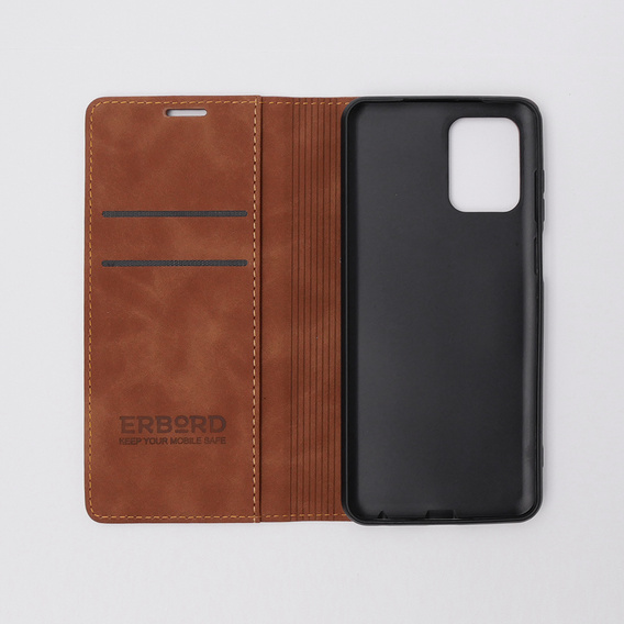 Husă pentru Motorola Moto G73, ERBORD Vintage, portofel cu clapetă, maro