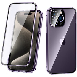 Husa pentru iPhone 15 Pro Max, Magnetic Dual Glass, violet