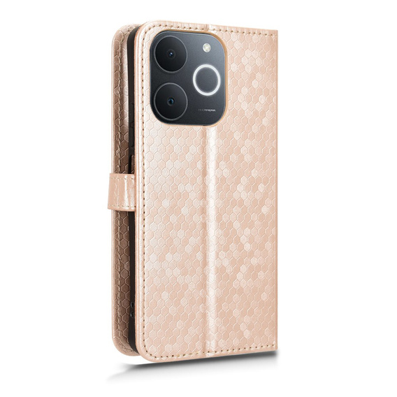 Husa cu clapetă pentru Realme Note 70T 4G, Wallet Rhombus, de aur