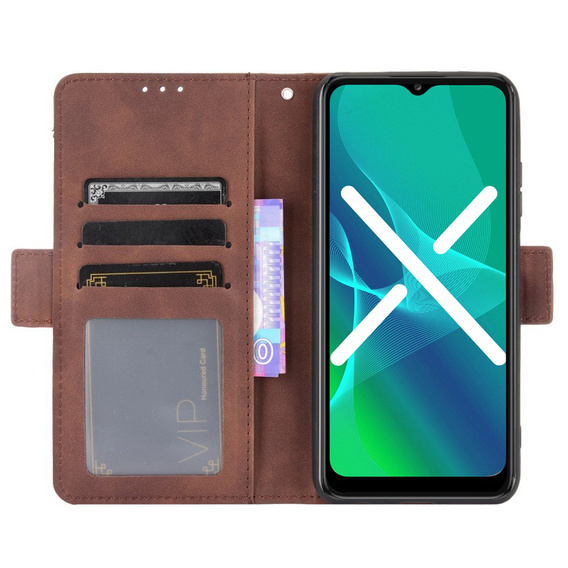 Cu clapetă pentru Oppo Reno7 Lite 5G, Card Slot, maro