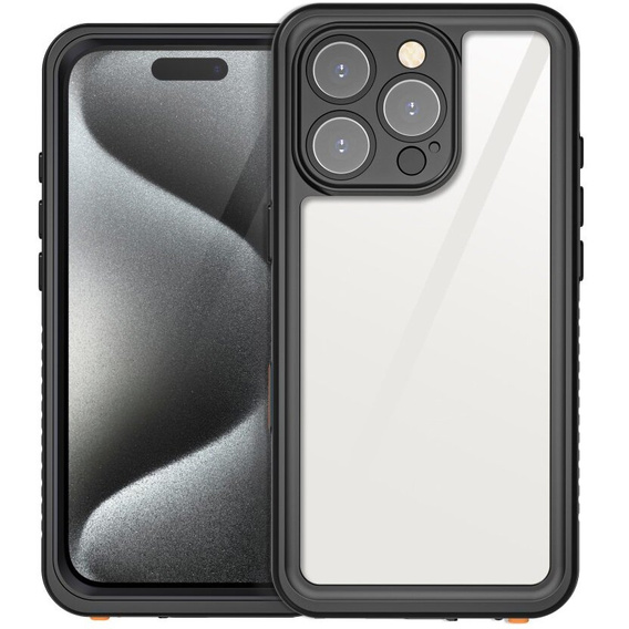 Husă impermeabilă IP68 pentru iPhone 16 Pro, negru