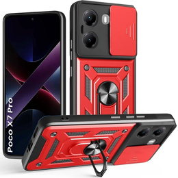 Husă blindată pentru Xiaomi Poco X7 Pro 5G, CamShield Slide, roșu