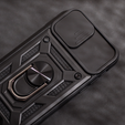 Carcasă blindată pentru Iphone 15 Pro Max, armată Slide Ring, negru + sticlă 9H