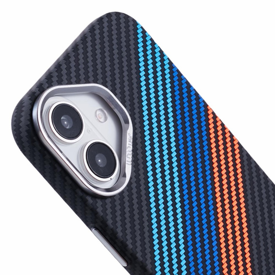 Carcasa pentru iPhone 16, Carbon Fiber MagSafe, albastru închis