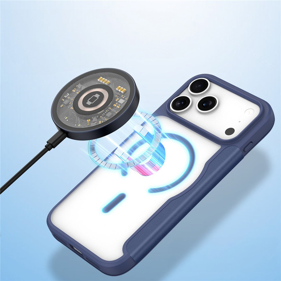 Husă Dux Ducis pentru iPhone 17 Pro, Skin X Pro, cu clapetă, pentru MagSafe, albastru marin