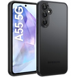 Carcasă pentru Samsung Galaxy A55 5G, Fusion Hybrid, cu protecție pentru camera foto, transparent / negru