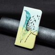 Cu clapetă pentru Samsung Galaxy S23 FE, Wallet, Feather albastru / galben