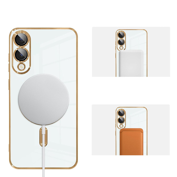 Husă pentru Samsung Galaxy S25 Edge, Electro MagSafe, de aur + Sticlă pentru ecran
