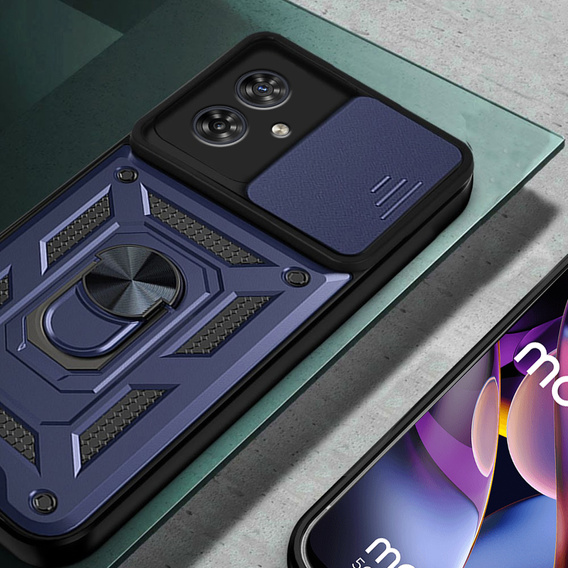 Husă blindată pentru Motorola Moto G54 5G, CamShield Slide, albastru