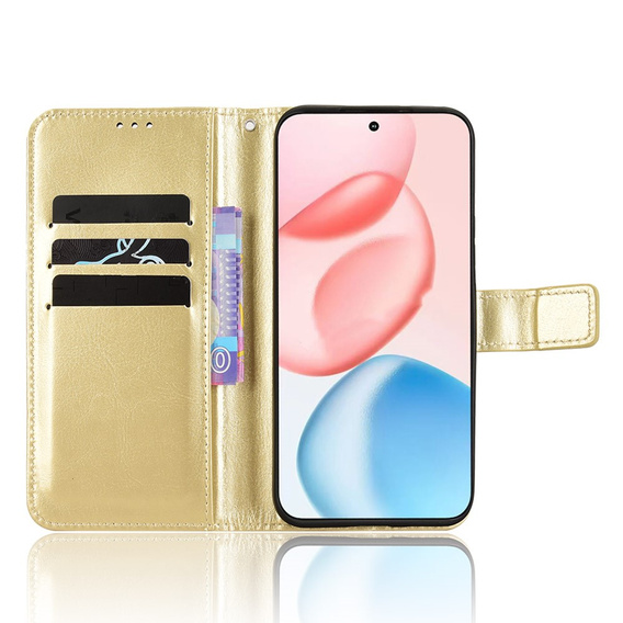 Cu clapetă pentru Honor 400 5G, Crazy Horse Wallet, de aur